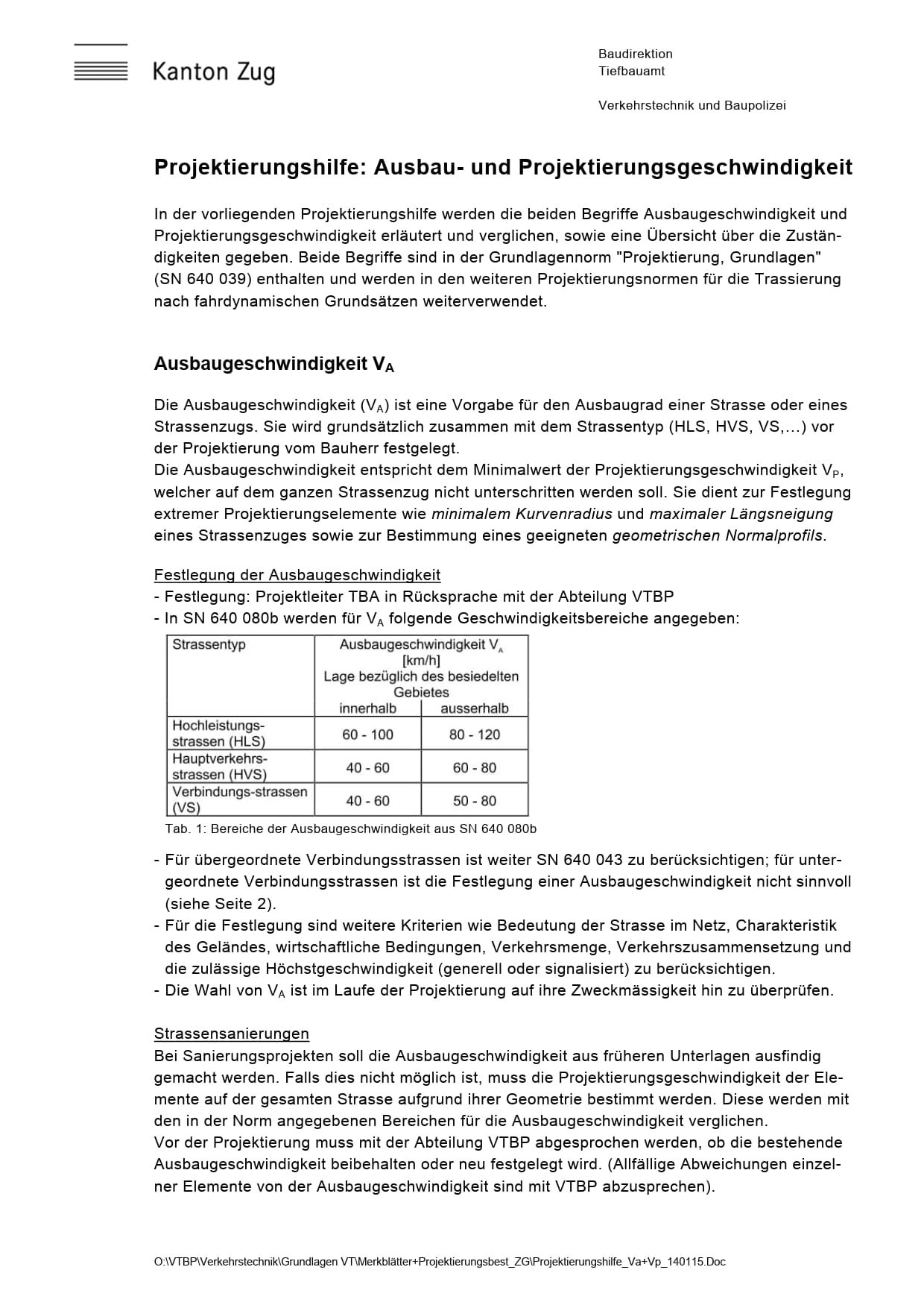 Projektierungshilfe: Ausbau- und Projektierungsgeschwindigkeit - Seite 1\/4