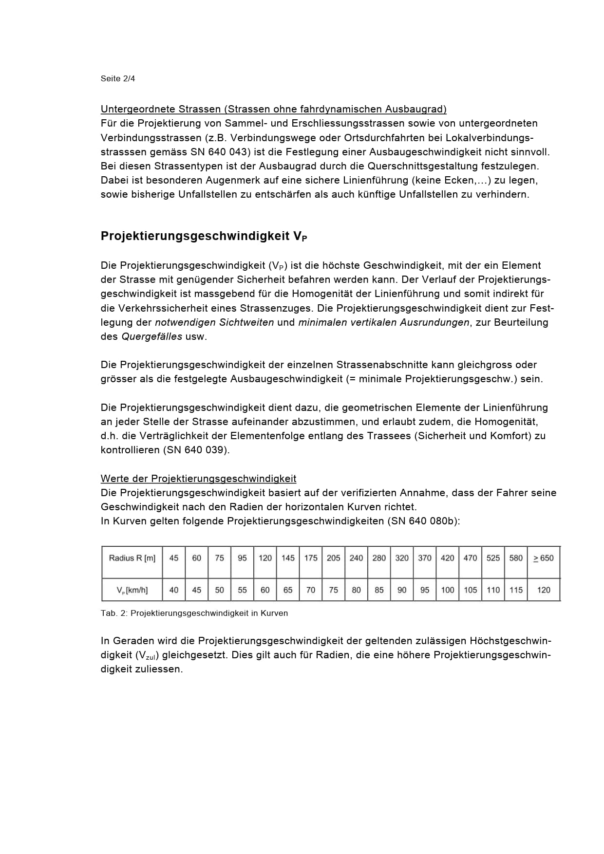 Projektierungshilfe: Ausbau- und Projektierungsgeschwindigkeit - Seite 2\/4